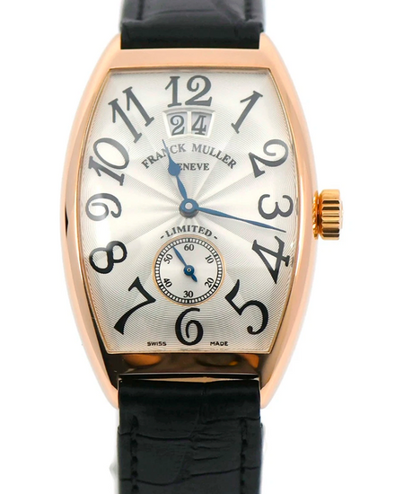 Franck Muller Curvex L.E. 18K Rose Gold 30MM Silver Dial Leather Strap (2851S6)