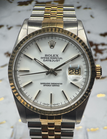 1991 Rolex Datejust 36MM White Dial Two-Tone Jubilee Bracelet (16233)