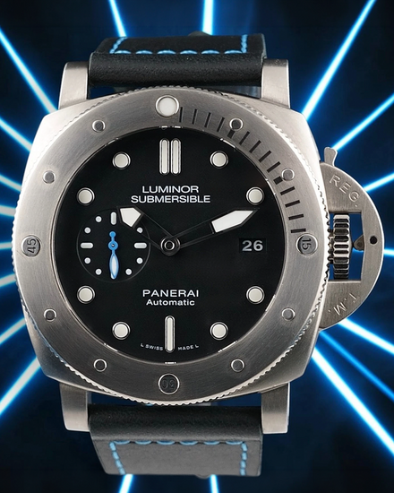 2023 Panerai Submersible 1950 47MM Black Dial Leather Strap (PAM01305)