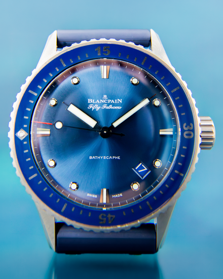 2024 Blancpain Fifty Fathoms Bathyscaphe 43.6MM Blue Dial Rubber Strap (5000-0240-O52A)
