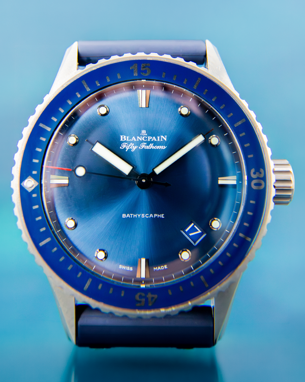 2024 Blancpain Fifty Fathoms Bathyscaphe 43.6MM Blue Dial Rubber Strap (5000-0240-O52A)