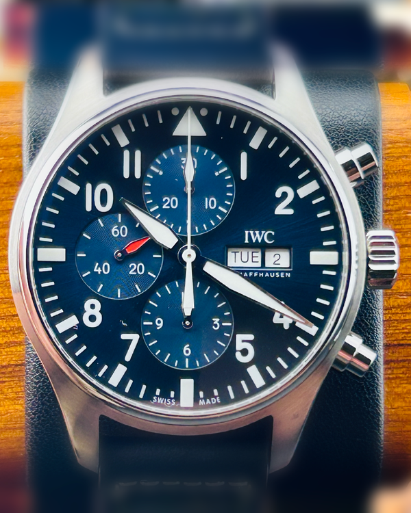 2021 IWC Schaffhausen Pilot Chronograph "Le Petit Prince" 43MM Blue Dial Leather Strap (IW377714)