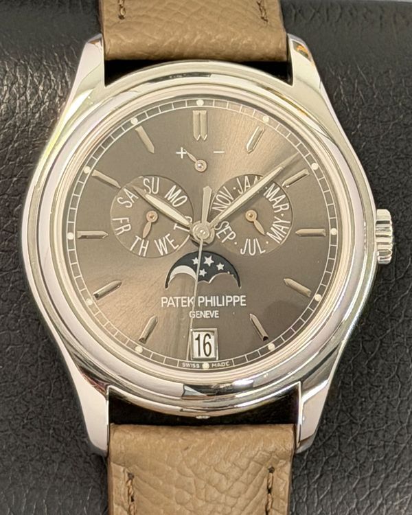 Patek Philippe Annual Calendar 39MM Grey Dial Leather Strap (5146P-001)