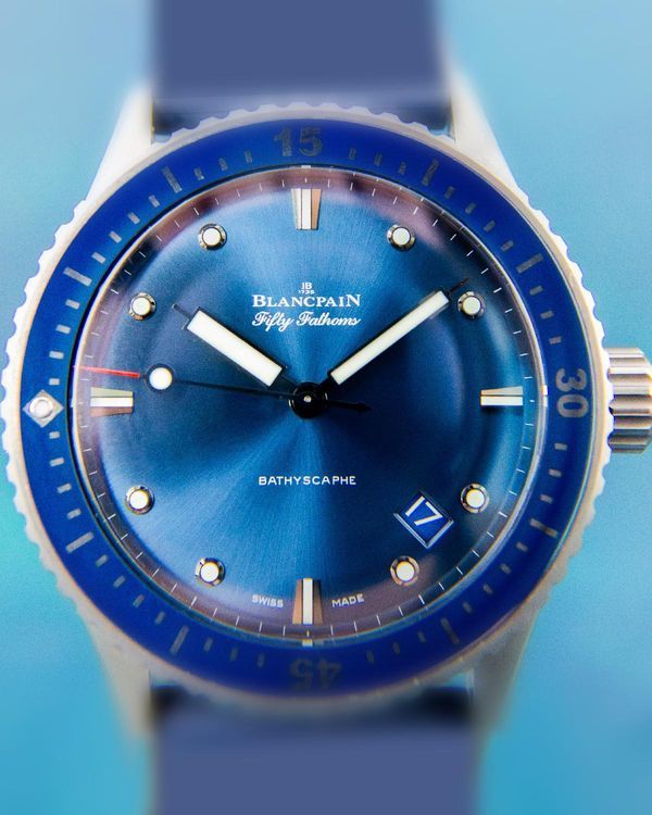 2024 Blancpain Fifty Fathoms Bathyscaphe 43.6MM Blue Dial Rubber Strap (5000-0240-O52A)