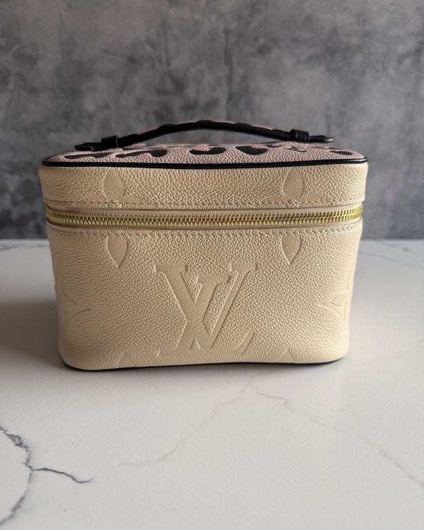 No Reserve - Louis Vuitton "Wild at Heart Collection" Nice Mini Small Toiletry Bag Monogram Empreinte Leather Gold Tone Hardware Top Handle  (Bag)