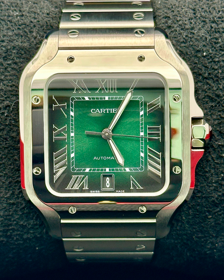 2026 Cartier Santos De Cartier Large 39.8MM Green Dial Steel Bracelet (WSSA0062)