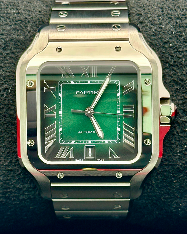 2026 Cartier Santos De Cartier Large 39.8MM Green Dial Steel Bracelet (WSSA0062)