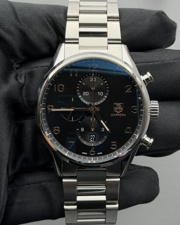 No Reserve - Tag Heuer Carrera Calibre 1887 43MM Black Dial Steel Bracelet (CAR2014.BA0799)