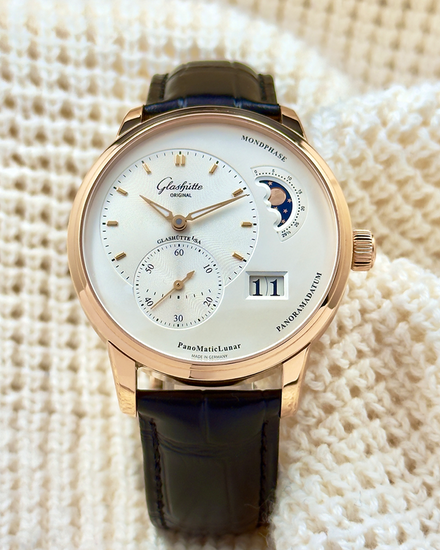 2023 Glashütte Original PanoMaticLunar Rose Gold 40MM White Dial Leather Strap (1-90-02-45-35-05)