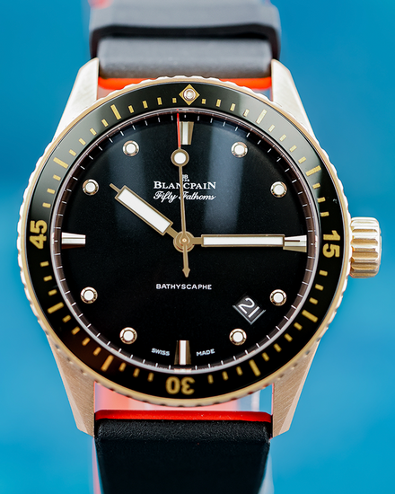 2023 Blancpain Fifty Fathoms Bathyscaphe 43MM Black Dial Leather Strap (5000-36S30-B52A)