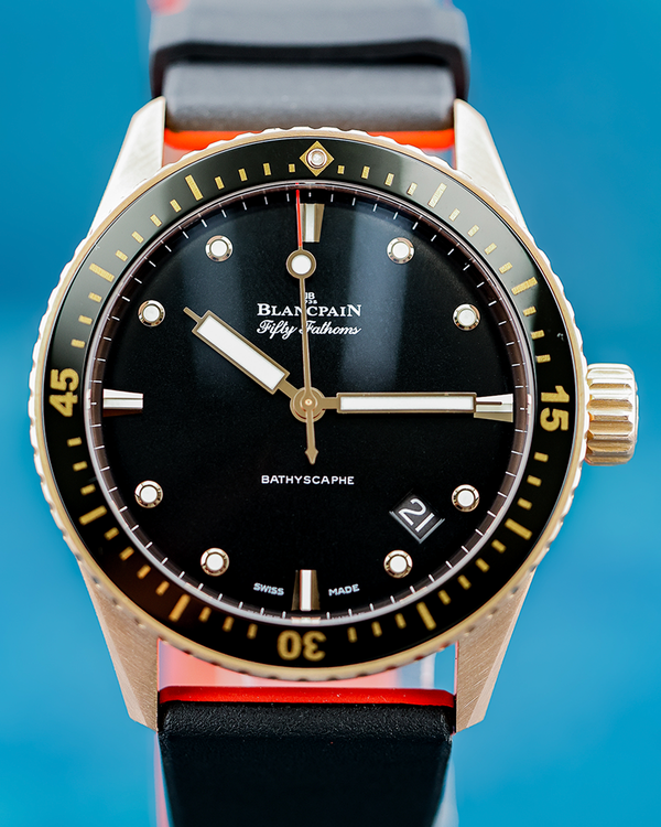 2023 Blancpain Fifty Fathoms Bathyscaphe 43MM Black Dial Leather Strap (5000-36S30-B52A)