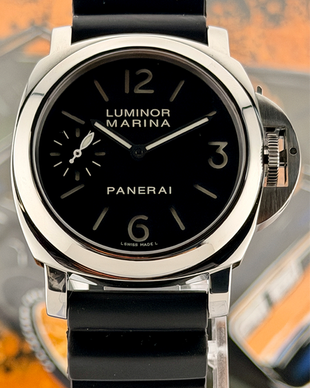 2014 Panerai Luminor Marina 44MM Black Dial Rubber Strap (PAM00111)