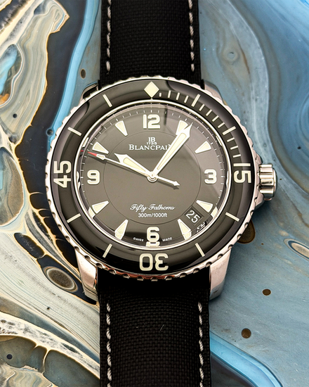 2020 Blancpain Fifty Fathoms 45MM Black Dial Textile Strap (5015-1130-52A)