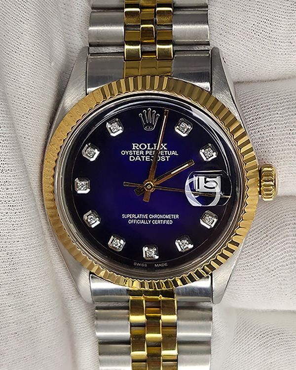 Rolex Datejust 36MM Aftermarket Blue Dial Aftermarket Two-Tone Jubilee Bracelet (1601)