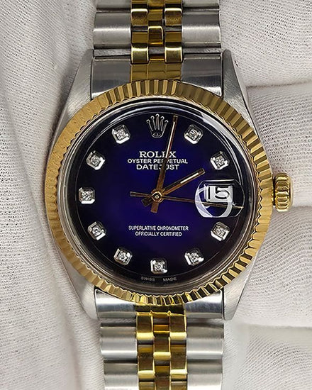 Rolex Datejust 36MM Aftermarket Blue Dial Aftermarket Two-Tone Jubilee Bracelet (1601)