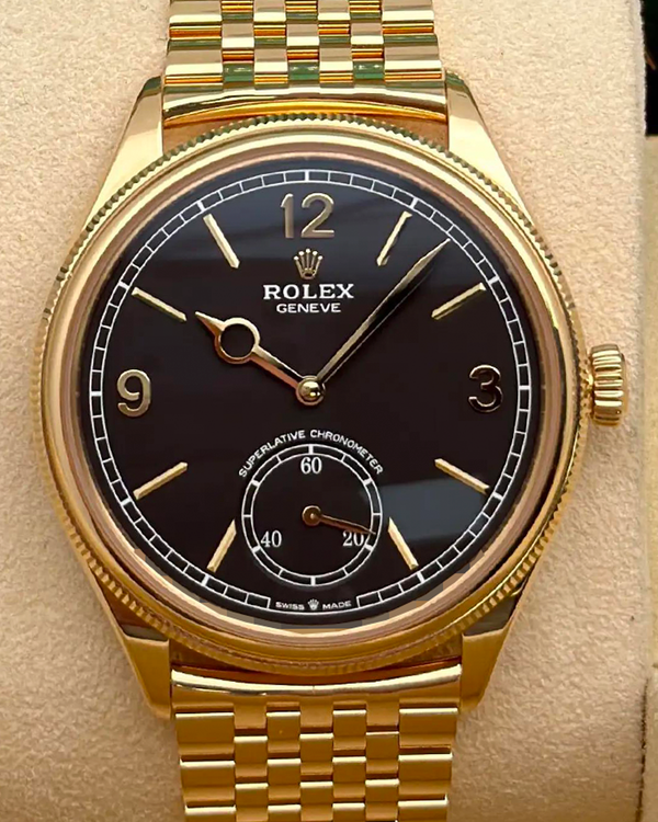 2025 Rolex 1908 39MM Black Dial Yellow Gold Settimo Bracelet (52508)