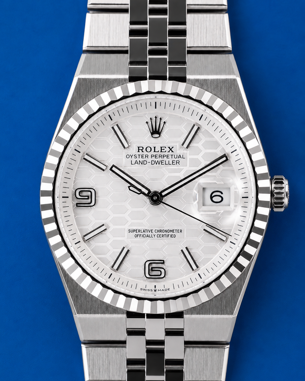 2026 Rolex Land-Dweller 36MM White "Honeycomb" Dial Flat Jubilee Bracelet (127234)