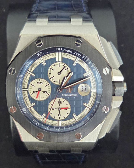 2016 Audemars Piguet Royal Oak Offshore Chronograph 44M  Blue Dial Leather Strap (26401PO.OO.A018CR.01)