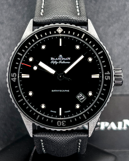 2021 Blancpain Fifty Fathoms Bathyscaphe 43.6MM Black Dial Textile Strap (5000-0130-B52A)