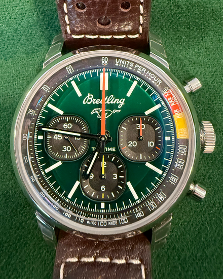 2024 Breitling Top Time B01 "Ford Mustang" 41MM Green Dial Leather Strap (AB0176)
