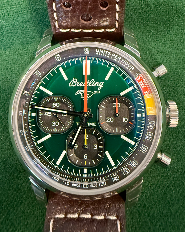 2024 Breitling Top Time B01 "Ford Mustang" 41MM Green Dial Leather Strap (AB0176)