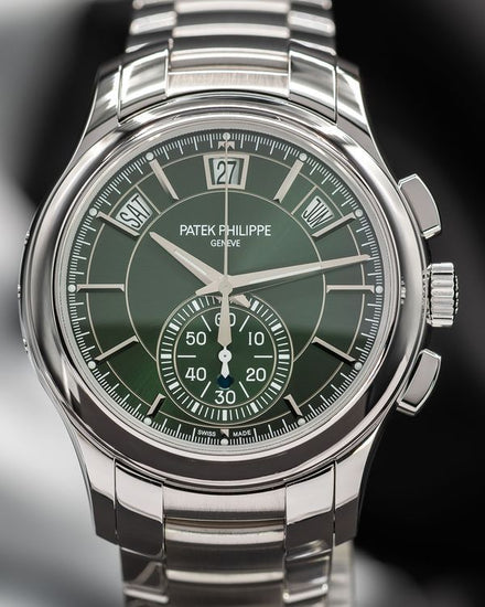 2022 Patek Philippe Annual Calendar Chronograph 42MM Olive Green Dial Steel Bracelet (5905/1A-001)