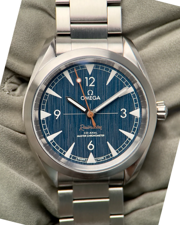 No Reserve - 2023 Omega Seamaster Railmaster 40MM Blue "Jeans" Dial Steel Bracelet (220.10.40.20.03.001)