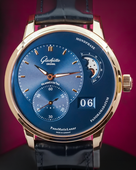 2023 Glashütte Original PanoMaticLunar 40MM Blue Dial Leather Strap (1-90-02-11-35-50)