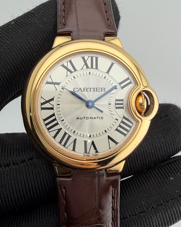 Cartier Ballon Bleu 33MM Silver Dial Leather Strap (W6920097)