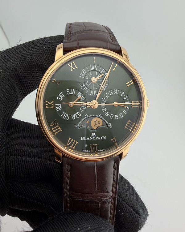 Blancpain Villeret Quantième Perpétuel 40.3MM Green Dial Leather Strap (6656-3653-55B)