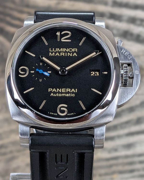 2017 Panerai Luminor Marina 1950 3 Days 44MM Black Dial Leather Strap (PAM01312)