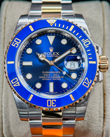 No Reserve - 2015 Rolex Submariner Date "Bluesy" 40MM Blue Dial Two-Tone Oyster Bracelet (116613LB)