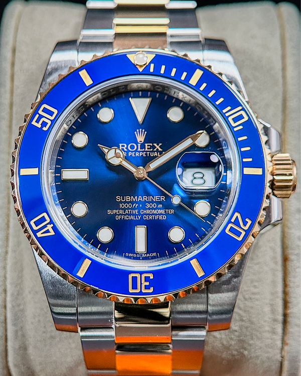 No Reserve - 2015 Rolex Submariner Date "Bluesy" 40MM Blue Dial Two-Tone Oyster Bracelet (116613LB)