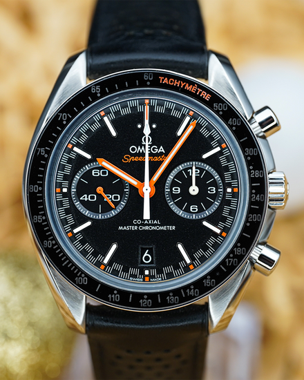 No Reserve - 2025 Omega Speedmaster Racing 44.25MM Black Dial Leather Strap (329.32.44.51.01.001)