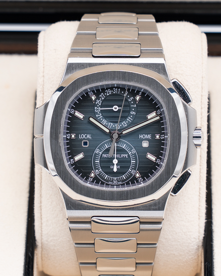 2023 Patek Philippe Nautilus Travel Time Chrono 40.5MM Blue/Grey Dial Steel Bracelt (5990/1A-011)