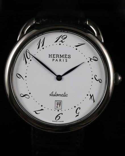Hermès Arceau 41MM White Dial Aftermarket Leather Strap (AR4.810)