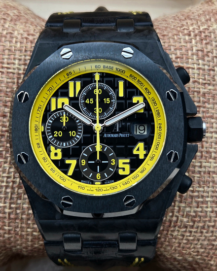 Audemars Piguet Royal Oak Offshore "Bumblebee" 42MM Black Dial Leather Strap (26176FO.OO.D101CR.02)