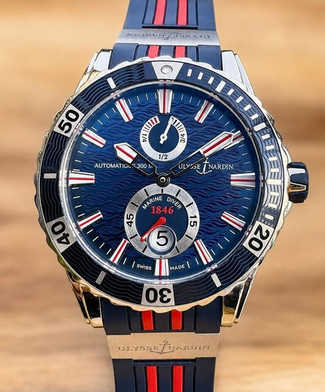 No Reserve - Ulysse Nardin Diver Chronometer 44MM Blue Dial Rubber Strap (263-10-3/93)