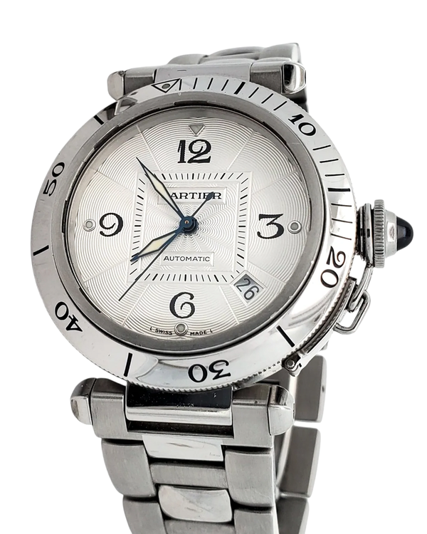 Cartier Pasha De Cartier 38MM Silver Dial Steel Bracelet (W31040H3)