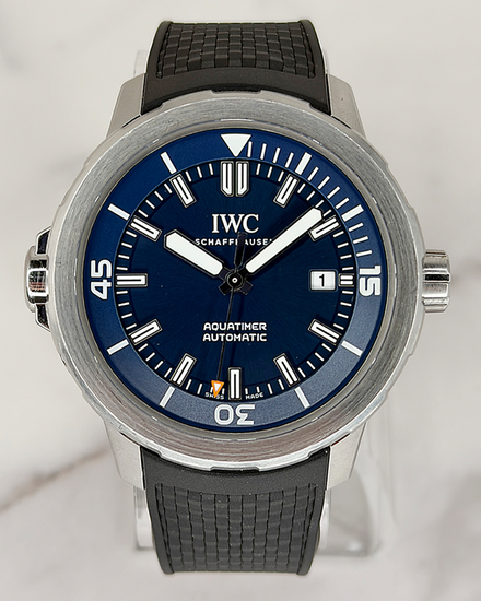 No Reserve - 2019 IWC Aquatimer Automatic "Expedition Jacques-Yves Cousteau" 42MM Blue Dial Rubber Strap (IW329005)