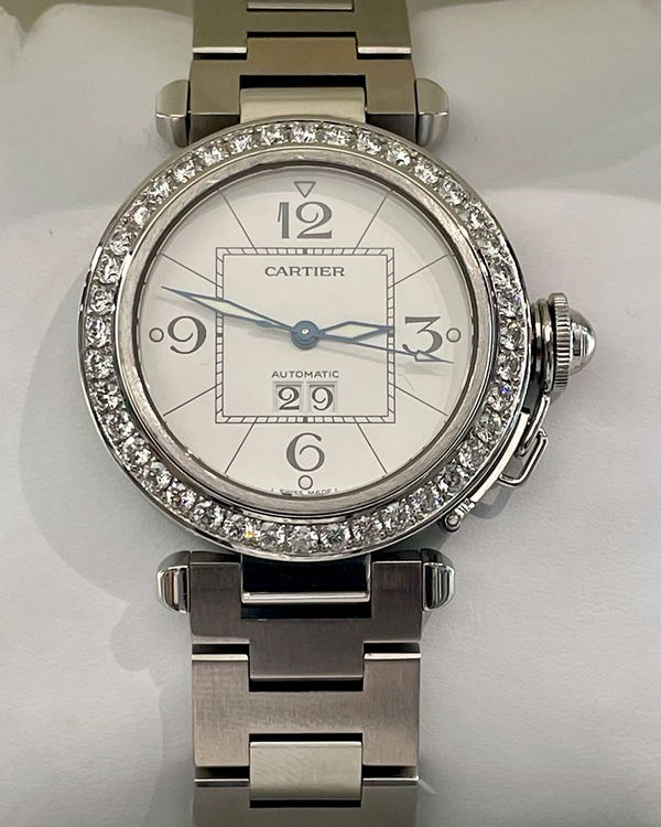 Cartier Pasha C 35MM White Dial Steel Bracelet (W31055M7)