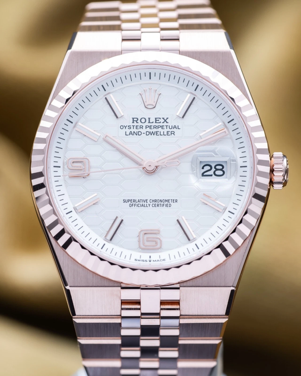 2026 Rolex Land-Dweller 40MM White Dial Evergold Flat Jubilee Bracelet (127335)
