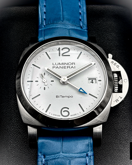 2025 Panerai Luminor Quaranta BiTempo 40MM White Dial Leather Strap (PAM01367)