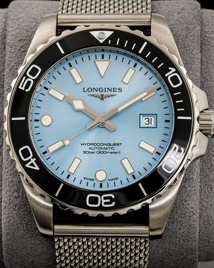 2026 Longines HydroConquest 42MM Frosted Blue Dial Steel Bracelet (L3.788.4.99.6)