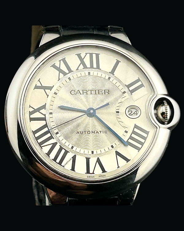 2016 Cartier Ballon Bleu De Cartier 42MM Silver Dial Leather Strap (W69016Z4)