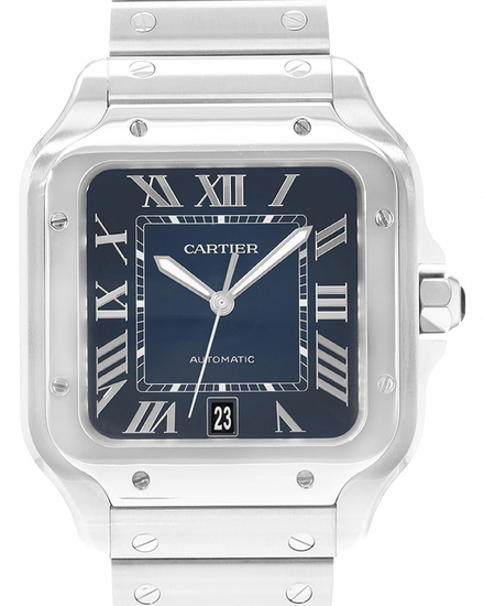 2024 Cartier Santos De Cartier 39.8MM Blue Dial Steel Bracelet (WSSA0071)