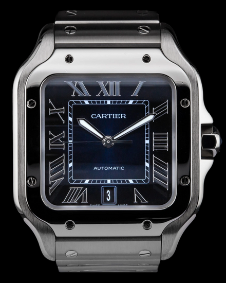 2020 Cartier Santos De Cartier 39.8MM Blue Dial Steel Bracelet (WSSA0030)