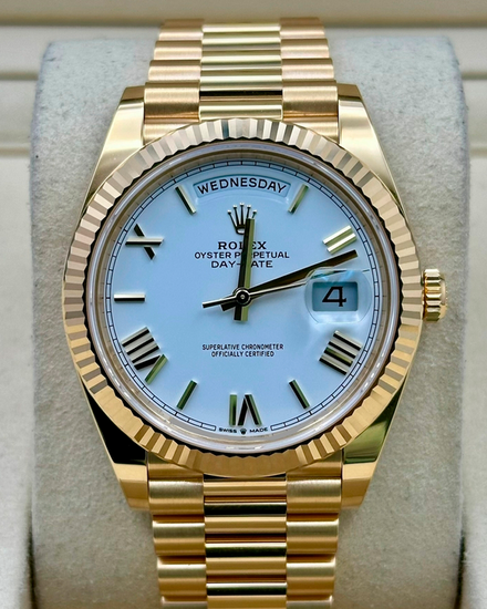 2025 Rolex Day-Date 40MM White Dial Yellow Gold President Bracelet (228238)