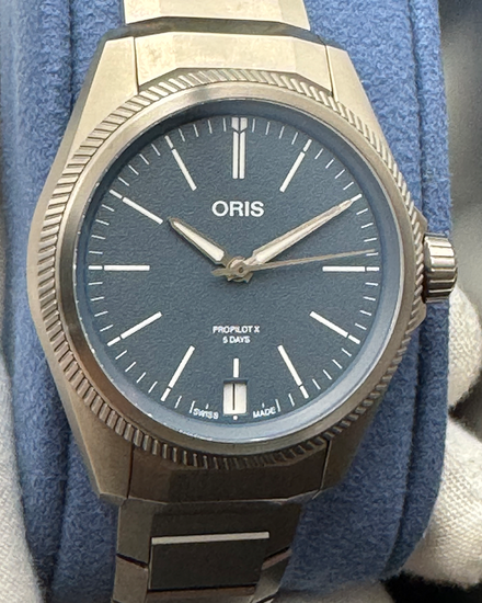 No Reserve - 2025 Oris ProPilot X Calibre 400 39MM Blue Dial Titanium Bracelet (01 400 7778 7155)