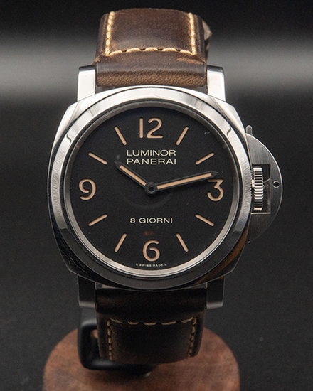 No Reserve - 2024 Panerai Luminor Marina Acciaio 44MM Black Dial Leather Strap (PAM00914)